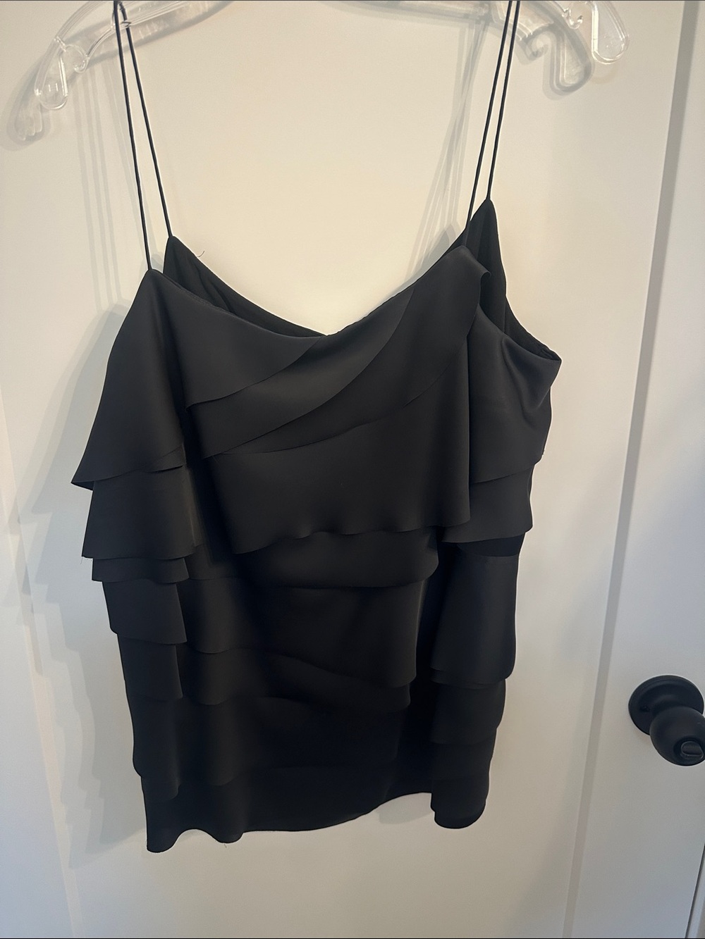 Jason Wu Black Tiered Silk-Feel Camisole